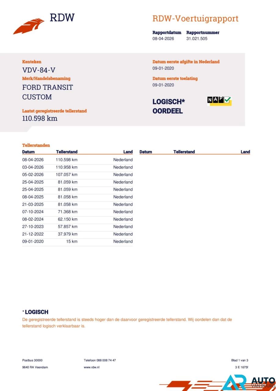 Hoofdafbeelding Ford Transit Custom