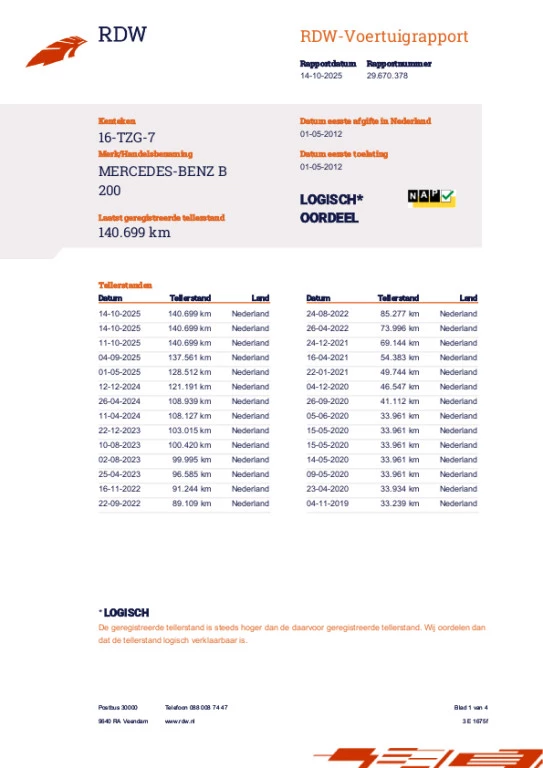 Hoofdafbeelding Mercedes-Benz B-Klasse