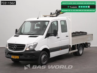 Mercedes Sprinter 513 CDI Automaat Kraanwagen HIAB 017T Dubbellucht Trekhaak Airco Euro6 Kraan Crane Kranwagen Pritsche Open Box Pickup Airco Trekhaak