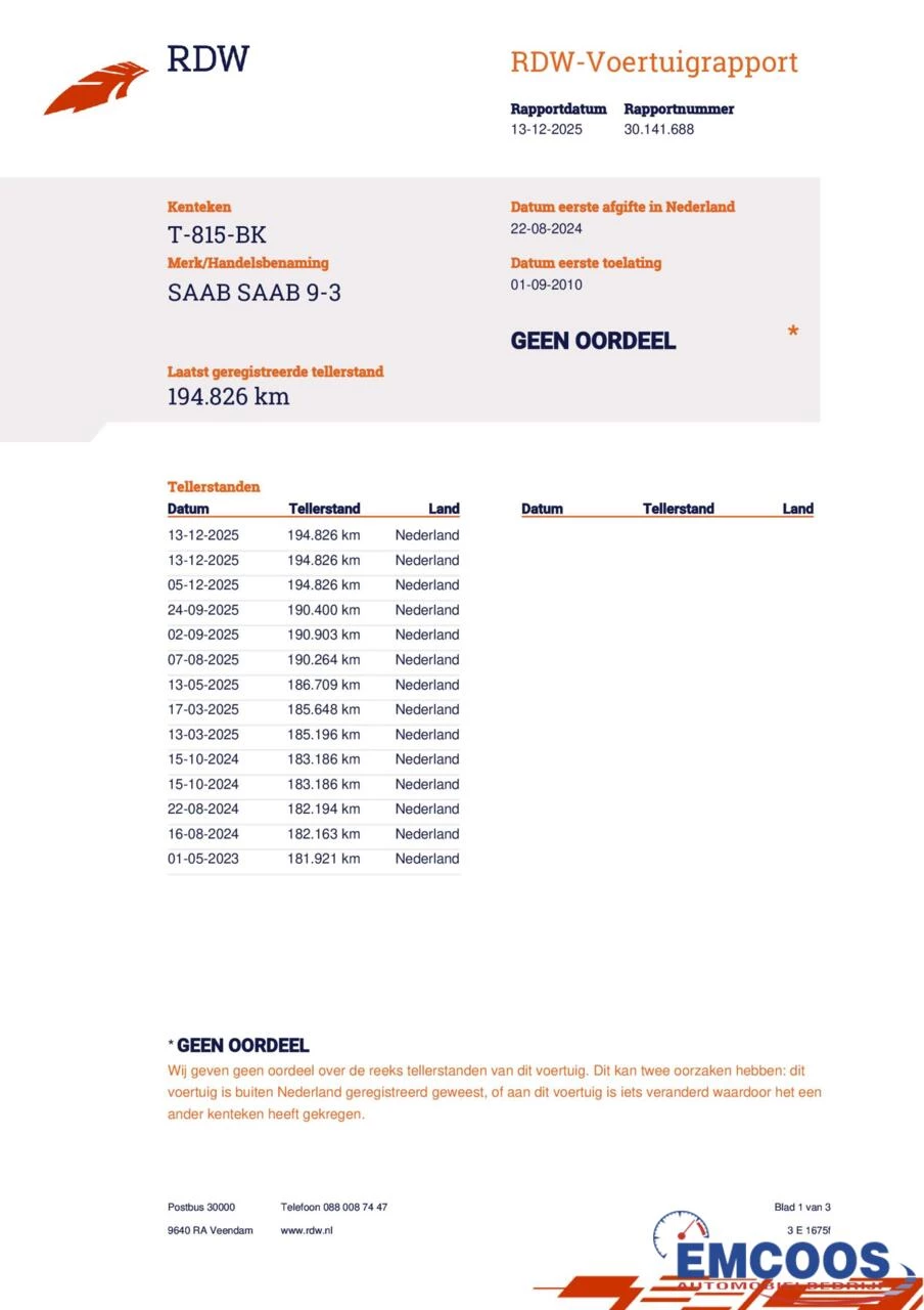 Hoofdafbeelding Saab 9-3