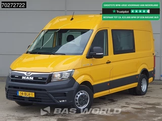 MAN TGE 5.180 Dubbel Cabine Automaat Dubbellucht 180PK Werkplaatsinrichting 3000KG Trekhaak Omvormer Camera Parkeersensoren Airco Cruise Werklampen L2H2 Euro6 DC Doka Mixto 8m3 Airco Dubbel cabine Trekhaak Cruise control