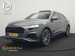 Audi Q8 55 TFSI e Quattro 2x S Line Black Optic PHEV 381pk Dealer O.H. | Trekhaak Af Fabriek | Luchtvering | Panodak | Bang & Olufsen Sound | Camera | Alcantara Sportstoelen Verwarmd | 23"L.M | Virtual | Navigatie | DAB | Plug In Hybrid |