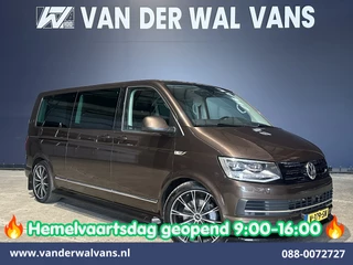 Volkswagen Transporter 2.0 TDI 204pk Automaat L2H1 Dubbele cabine Euro6 Airco | 2x Zijdeur | Leder | Navigatie | Camera | LED | Trekhaak | LM Velgen | Apple Carplay Cruisecontrol, Android Auto, Stoelverwarming, Verwarmde Voorruit, Parkeersensoren, panoramadak, 5-zits
