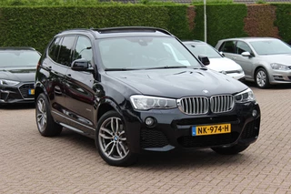 BMW X3 xDrive28i Centennial High Exe. M Sport / Trekhaak / Panoramadak / 360Camera / Head-up / Leder / Navigatie / 19'' / Sportstoelen / Elektr. Stoelen / Stoelverwarming / Dodehoek / DAB / Cruise Control