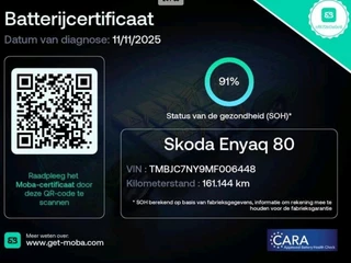 Skoda Enyaq iV 80 SPORTLINE 91% SOH PANO|Dodehoek|360Cam|Memory|