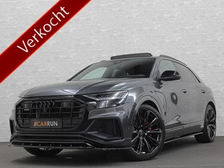 Audi Q8 60 462pk Competition S-Line | 11-2022 | RS Leder | Carbon | Softclose | 360 Camera | ACC | Panorama | Luchtvering | Nachtzicht Cam | Headup | LED-Matrix | Trekhaak | Lane & Side Assist | Led Sfeerverlichting | Keyless-Entry | Black-Optic | Rijklaar incl. Bovag Garantie.