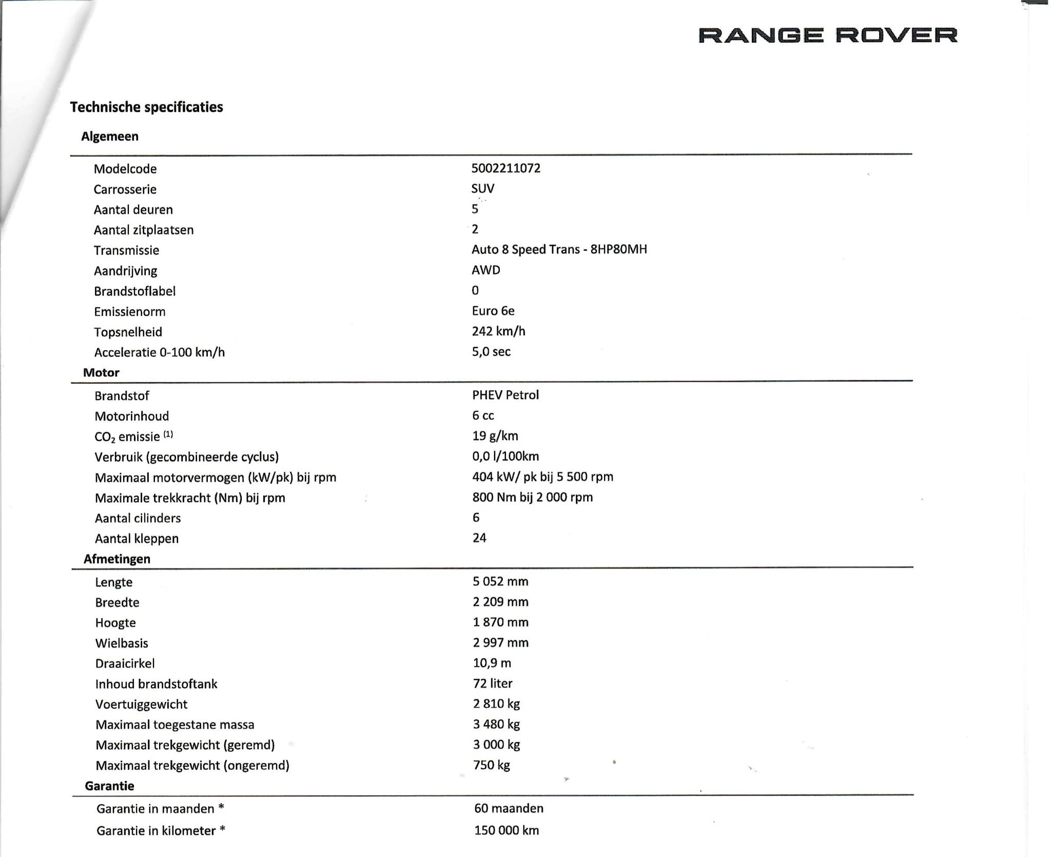 Hoofdafbeelding Land Rover Range Rover