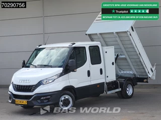 Iveco Daily 35C14 Kipper met Kist Dubbel Cabine Dubbellucht 3,5t Trekhaak Airco Cruise Euro6 Kieper Tipper Benne 2m3 Airco Trekhaak Cruise control