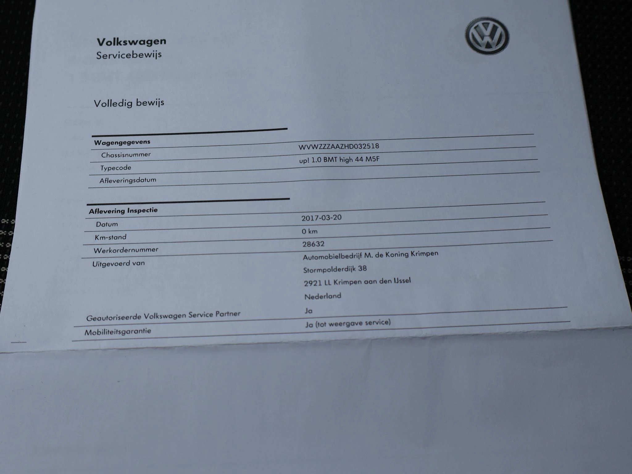 Hoofdafbeelding Volkswagen up!
