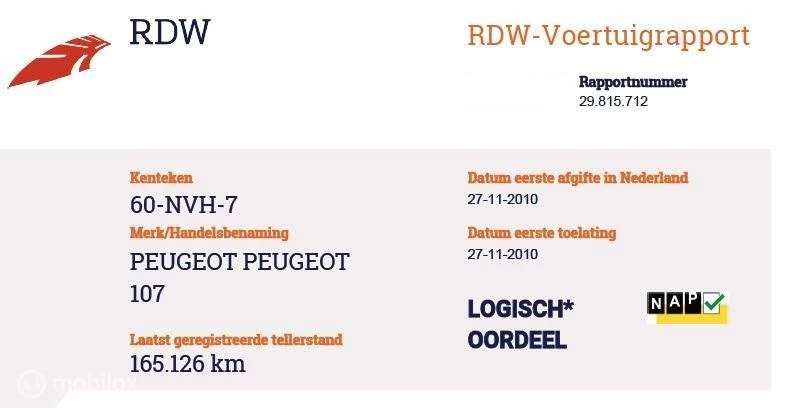 Hoofdafbeelding Peugeot 107