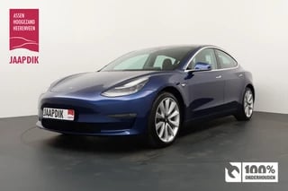 Tesla Model 3 Dual Motor BWJ 2019 Long Range AWD 75 kWh 351 PK AUTOMAAT / AUTO PILOT / DUBBEL PANORAMADAK / APPLE & SPOTIFY / LEDER / STOELVERW. / ELEKTR. STUUR & STOELEN / NAVI / CLIMA / ADAPTIVE / FULL LED / CAMERA / PDC RONDOM