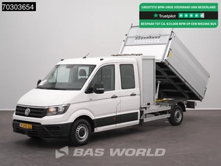 Volkswagen Crafter 140pk Dubbel Cabine Kipper Snipperbak Hoge Boorden met Kist Trekhaak Airco Cruise Euro6 Tipper Benne Kieper Airco Trekhaak Cruise control