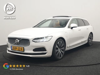 Volvo V90 T8 AWD Plus Bright LONG RANGE PHEV 455pk Dealer O.H. | Trekhaak Af Fabriek | Panodak | Adaptive Cruise | 360 Camera | Harman / Kardon | Lederen Sportstoelen Ventilatie & Memory | Stoelen & Stuur Verwarmd | Keyless | Blis | Google Assistent | SCHADE!!