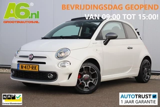Fiat 500 C 1.0 Hybrid Sport Cabrio 16 inch LMV Half Leder Navigatie Carplay Android Climate Cruisecontrol Rode Remklauwen Super Netjes!