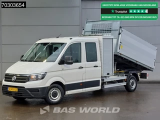 Volkswagen Crafter 140pk Dubbel Cabine Kipper Snipperbak Hoge Boorden met Kist Trekhaak Airco Cruise Euro6 Tipper Benne Kieper Airco Trekhaak Cruise control