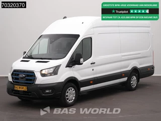 Ford e-Transit 184pk Elektrisch 68kWh 317km WLTP L4H3 Hoog Dak 360camera Navi Airco Cruise SYNC4-Display CarPlay L4 Jumbo Airco Cruise control