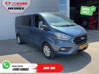 Ford Transit Custom 2.0 TDCI 170 pk Aut. L2 DC Dubbel Cabine 2xSchuifdeur/ Carplay/ Stoelverw./ Navi/ Airco/ Camera/ Cruise/ 16”LMV/ PDC/ Trekhaak