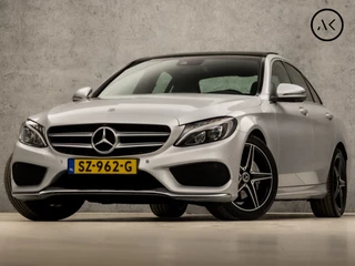 Mercedes-Benz C-Klasse 180 AMG Sport 157Pk Automaat (PANORAMADAK, GROOT NAVI, 360 CAMERA, STOELVERWARMING, ELEK SPORTSTOELEN, LEDER, SFEERVERLICHTING, CRUISE, NIEUWE APK, NIEUWSTAAT)