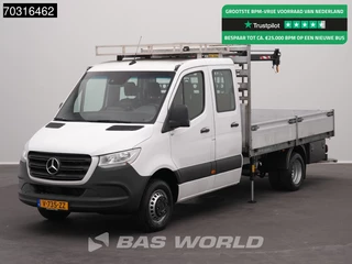 Mercedes Sprinter Automaat Kraanwagen HIAB T-CLX 018 B-2 Dubbellucht Trekhaak Airco Camera Euro6 Kran Kranwagen Crane Pritsche Pickup Open Box Airco Trekhaak