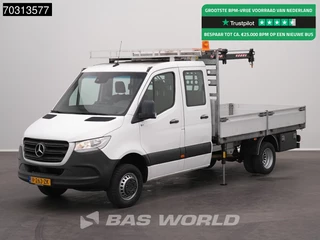 Mercedes Sprinter 514 CDI Automaat Kraanwagen 995kg HIAB T-CLX 018 B-2 Dubbel Cabine Trekhaak Airco Imperiaal Euro6 Kraan Crane Kranwagen Pritsche Pickup Open Box Airco Trekhaak