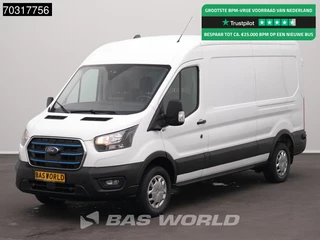 Ford e-Transit 184pk L3H2 L3 Elektrisch 68kWh 317km WLTP Navi Airco Cruise Parkeersensoren v+a SYNC4-Display CarPlay Airco Cruise control