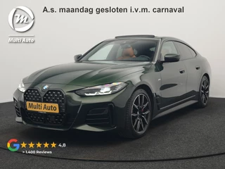 BMW 4 Serie Gran Coupé 430i M Sport 245pk Dealer O.H Sanremo Green | Panodak | Lederen Competition Stoelen Memory & Verwarmd | Adaptive Onderstel | 360 Camera | Harman & Kardon | 19" L.M | Carbon | Apple Carplay | Navigatie | Blis | Virtual | DAB |