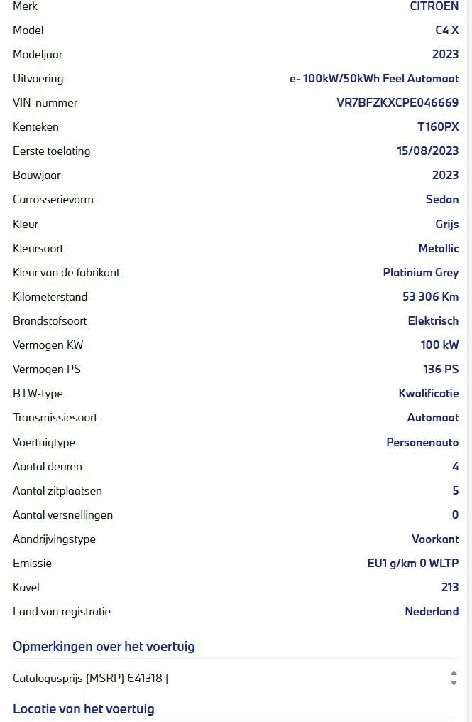 Hoofdafbeelding Citroën ë-C4 X