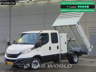 Iveco Daily 35C14 Kipper met Kist Dubbel Cabine Dubbellucht 3,5t Trekhaak Airco Cruise Euro6 Tipper Kieper Benne 2m3 Airco Trekhaak Cruise control