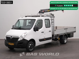 Opel Movano 145PK Kraanwagen Hiab T-CLX 023-3 Dubbel Cabine 3,5t Trekhaak Dubbellucht  Airco Cruise Imperiaal Euro6 Kraan Crane Kranwagen Pickup Pritsche Open Box Trekhaak Cruise control