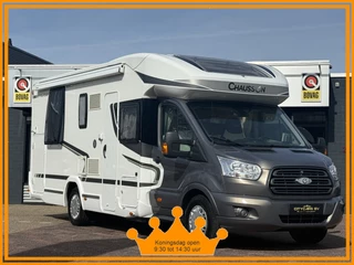 Ford Transit Chausson Flash 718 EB queensbed+hefbed fietsenrek zonnepaneel elktr schotel tv hordeur remis plisse