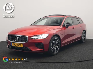 Volvo V60 T6 Twin Engine AWD R-Design Plug In Hybrid 340pk Dealer O.H. PHEV | Trekhaak Af Fabriek | Panodak | Head Up | Adaptive Cruise | 360 Camera | Lederen Sportstoelen Memory & Verwarmd | Apple Carplay | Stuur Verwarmd | Blis | Keyless | Navigatie | DAB |