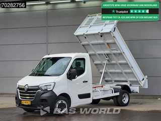 Renault Master 130PK Kipper met Kist 3,5t Trekhaak Dubbellucht LED Airco Cruise Euro6 Kieper Tipper Benne 2m3 Airco Trekhaak Cruise control