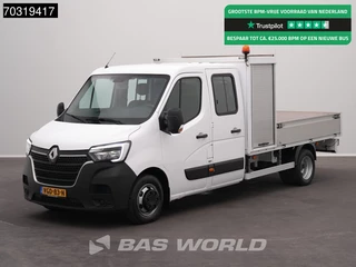 Renault Master 145PK Dubbel Cabine Open Laadbak met Kist Dubbellucht 3,5t Trekhaak LED Airco Cruise Zwaailampen Euro6 Pritsche Pickup Open Box DC Doka Mixto Airco Trekhaak Cruise control
