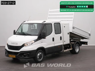 Iveco Daily 35C14 Kipper met Kist Dubbel Cabine 3,5t Trekhaak Dubbellucht Airco Cruise Euro6 Tipper Benne Kieper Airco Trekhaak Cruise control