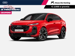 Audi Q3 Sportback 1.5 200kW e-hybrid S edition 272 PK · Tech pro · Glazen panoramadak · Sportstoelen alcantara met rode stiksels