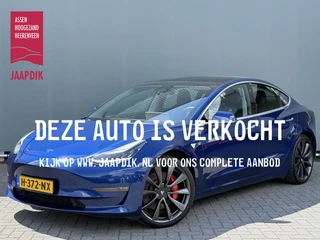 Tesla Model 3 BWJ 2020 Performance 463 PK AWD 75 kWh CAMERA | LEDER | PANORAMA | LMV | CLIMA | CRUISE | BLUETOOTH | NAVI | KEYLESS | STOELVERW. | MULTIFUNCT. STUUR