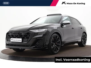 Hoofdafbeelding Audi SQ8 Audi SQ8 4.0 TFSI 507 PK · HD-matrix + laser koplampen · Panoramadak · Audi exclusive Alcantara · Sportstoelen plus rood stiksel