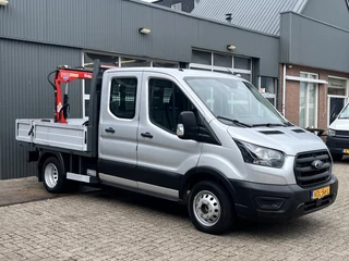 Ford Transit 350 2.0 TDCI DC Laadkraan Telefoonverbinding 3-Persoons Telefoonverbinding 1e eigenaar Pick up p-up bakwagen Euro 6 Bpm vrij voor ondernemers