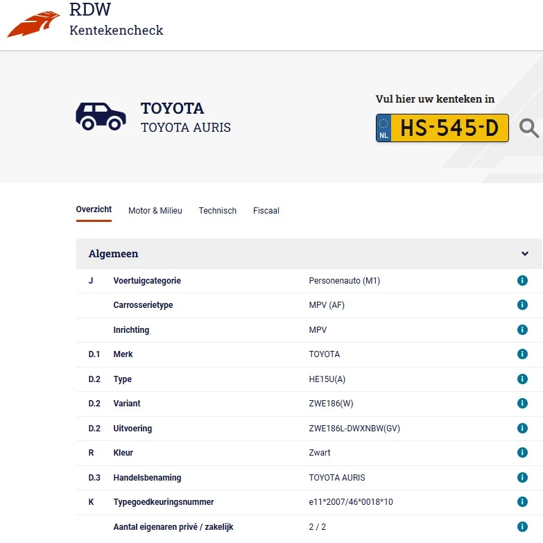 Hoofdafbeelding Toyota Auris
