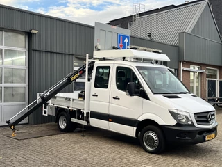 Mercedes-Benz Sprinter 514 CDI 366 Hiab Laadkraan 018T Trekhaak 3500kg Airco 6 persoons uitvoering Open laadbak Pick-up Euro 6 Verkeersbord Actiebord Pijlenbord Bakwagen P-up Tachograaf 1e eigenaar ex gemeente