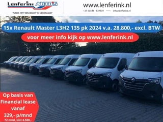 Renault Master 2.3 dCi 135 pk L3H2 Navi va 329,- p/mnd Camera, PDC V+A, 270 Graden Deuren, Cruise Control, Nieuw 2024