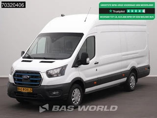 Ford e-Transit 184pk Elektrisch 68kWh 317km WLTP L4H3 Hoog Dak Navi Airco Cruise Parkeersensoren v+a SYNC4-Display CarPlay L4 Jumbo Airco Cruise control