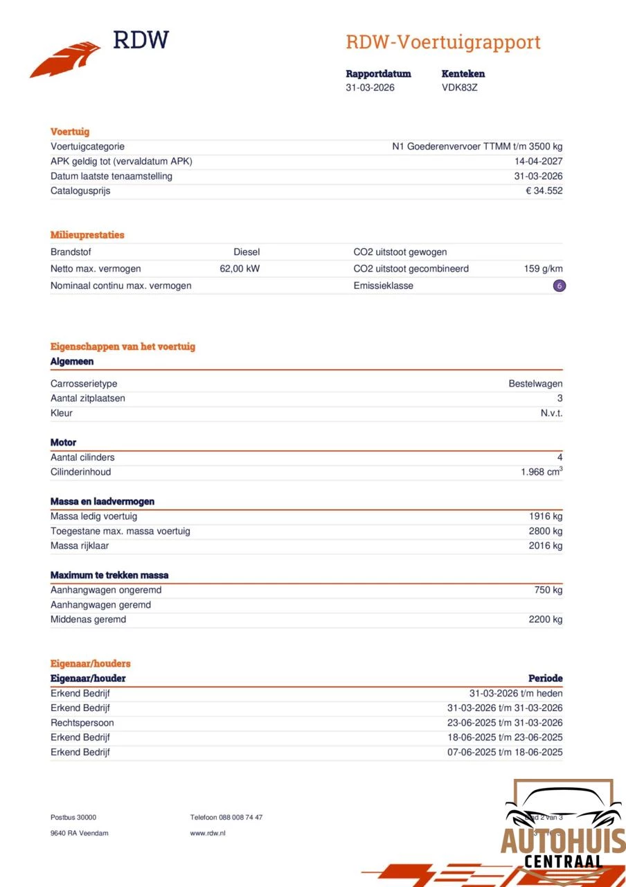 Hoofdafbeelding Volkswagen Transporter