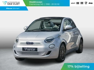 Fiat 500e Cabrio La Prima 42 kWh | 17% Bijtelling | Clima | Cruise | Leder | 17" | Priv Glass | Winter Pack | JBL Sound | BSM | Apple Carplay