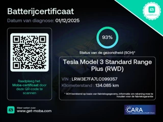 Tesla Model 3 Standard RWD Plus 93% SoH [ LFP ACCU+AUTOPILOT+60 kWh+PREMIUM AUDIO ]