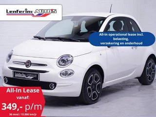 Fiat 500 1.0 Hybrid 70 pk ALL-IN Operational Lease Airco ECC, Apple Carplay, Cruise Control, PDC achter, DAB+