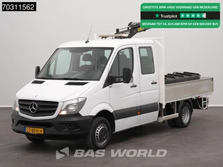 Mercedes Sprinter 513 CDI Automaat Euro6 Kraanwagen HIAB 017T Dubbellucht Trekhaak Airco Euro6 Kraan Open Laadbak Crane Kranwagen Pritsche Open Box Pickup Airco Trekhaak