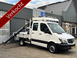 Mercedes-Benz Sprinter 514 CDI 366 Hiab Laadkraan 018T Trekhaak 3500kg Airco 6 persoons uitvoering Open laadbak Pick-up Euro 6 Verkeersbord Actiebord Pijlenbord Bakwagen P-up Tachograaf 1e eigenaar ex gemeente
