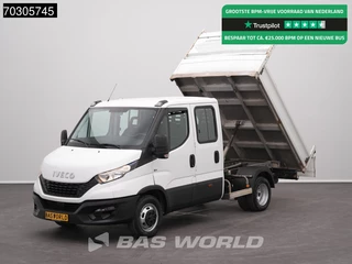Iveco Daily 35C14 Kipper met Kist Dubbel Cabine Dubbellucht 3,5t Trekhaak Airco Cruise Euro6 Tipper Benne Kieper Airco Trekhaak Cruise control