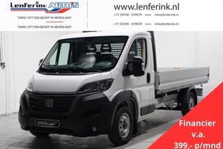 Fiat Ducato 2.2 MJet 140 pk L4 Pick Up / Open Laadbak va 399,- p/mnd, Airco, Cruise Control, 3-Zits, LxBxH 420x202x40 cm Nieuw